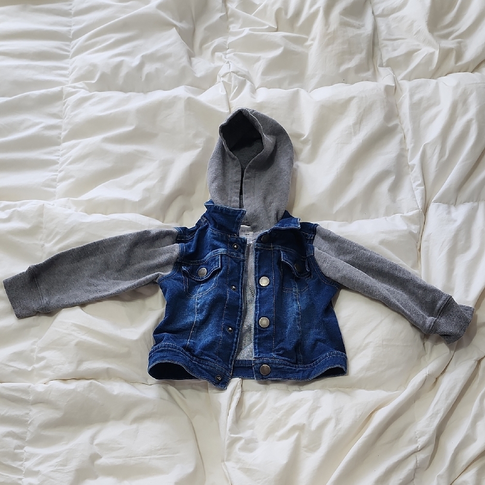 Okie Dokie Denim Jacket with Gray Hood